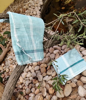 Khaddar Cotton Bath Towels 1.5 mtrs - Blue(Pack of 2)