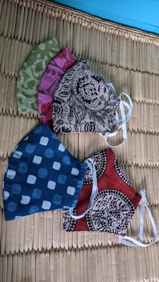 Hand Block Printed Cotton Masks - Pack of 5