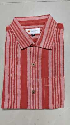 Eco dye Hand block Printed shirt -Copper Red Brown